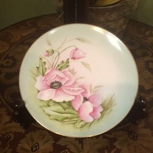 Vintage Z S & Co Bavaria Hand Painted Pink Poppy Decorative Plate Signed